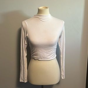 Naked Wardrobe — White Cropped Mock Neck — NWT*